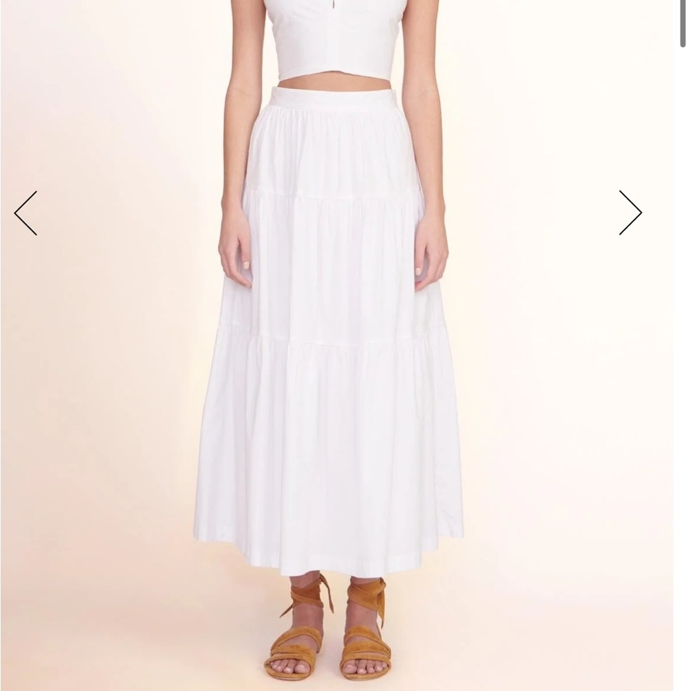 STAUD White Maxi Tiered Skirt
